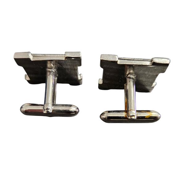 Vintage Swank 20mm Japanese Scene Cufflinks Mt. Fuji & Torii Gate Silver Tone - Picture 2 of 4